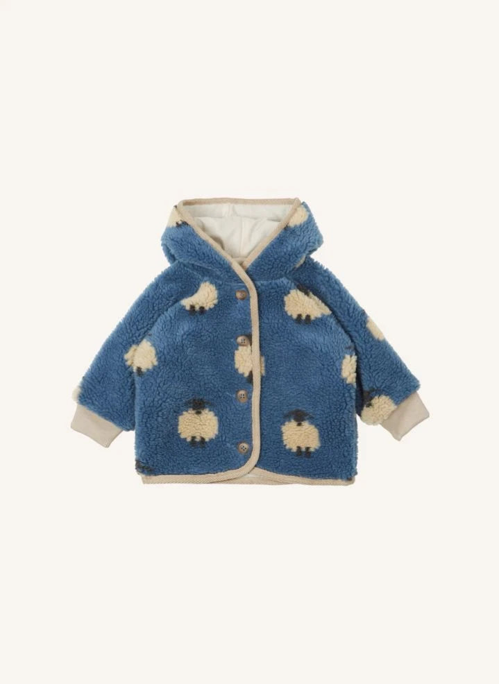 Emile et Ida - Chaqueta Sherpa de piel de oveja para bebé azul