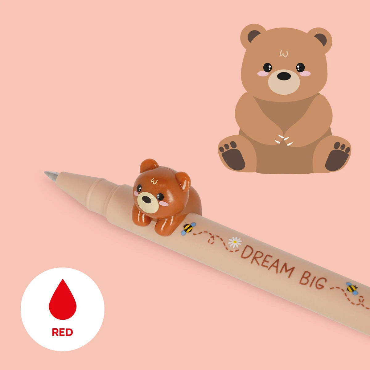 Legami - Adorno de osito \"Dream Big\" con bolígrafo de gel - Amigos adorables