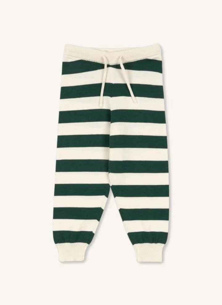 Konges Sløjd - Pantalón de punto de algodón orgánico a rayas anchas Manis | Crudo