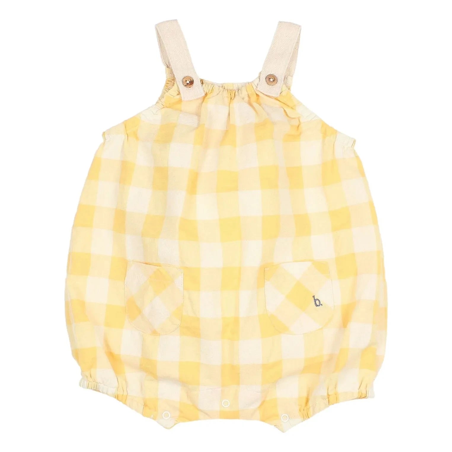 Búho - Mono de algodón orgánico Vichy Seersucker | Amarillo