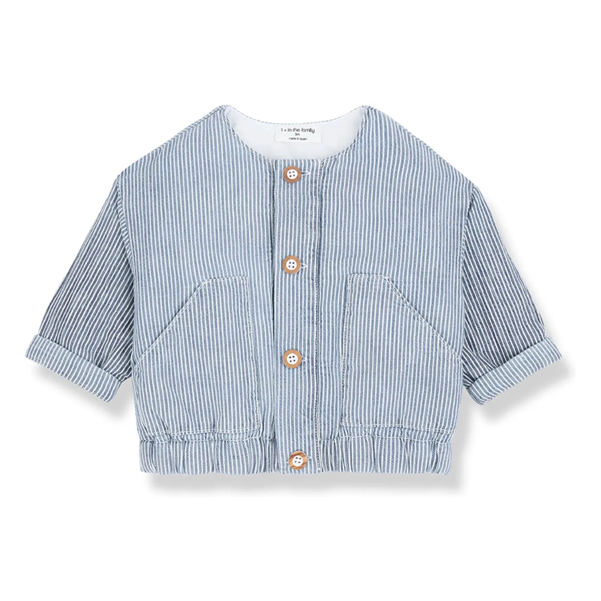 1+ in the family - Chaqueta vaquera de rayas Algaida de algodón orgánico | Azul claro