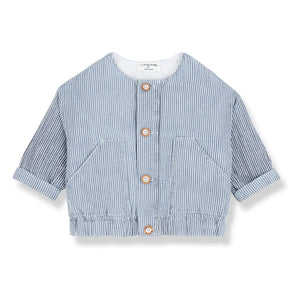 1+ in the family - Chaqueta vaquera de rayas Algaida de algodón orgánico | Azul claro