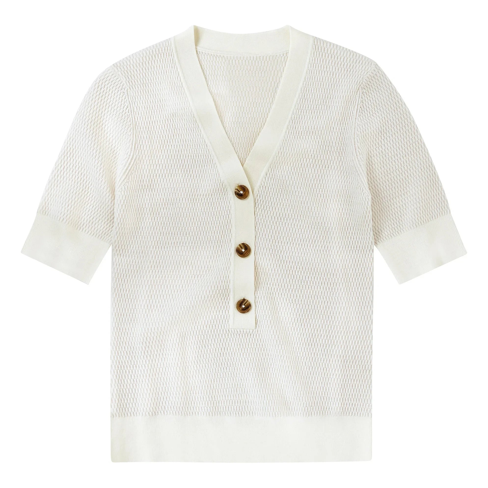 Closed - Polo de manga corta con cuello en V | Marfil