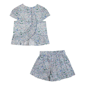 Tartine et Chocolat - Conjunto de blusa y pantalón corto Liberty | Blanco