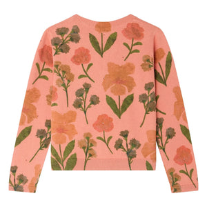 Bonpoint - Mina Fleuri Organik Pamuklu Hırka | Pembe