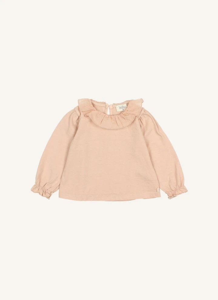 Búho - Camiseta con volantes de algodón orgánico | Rosa