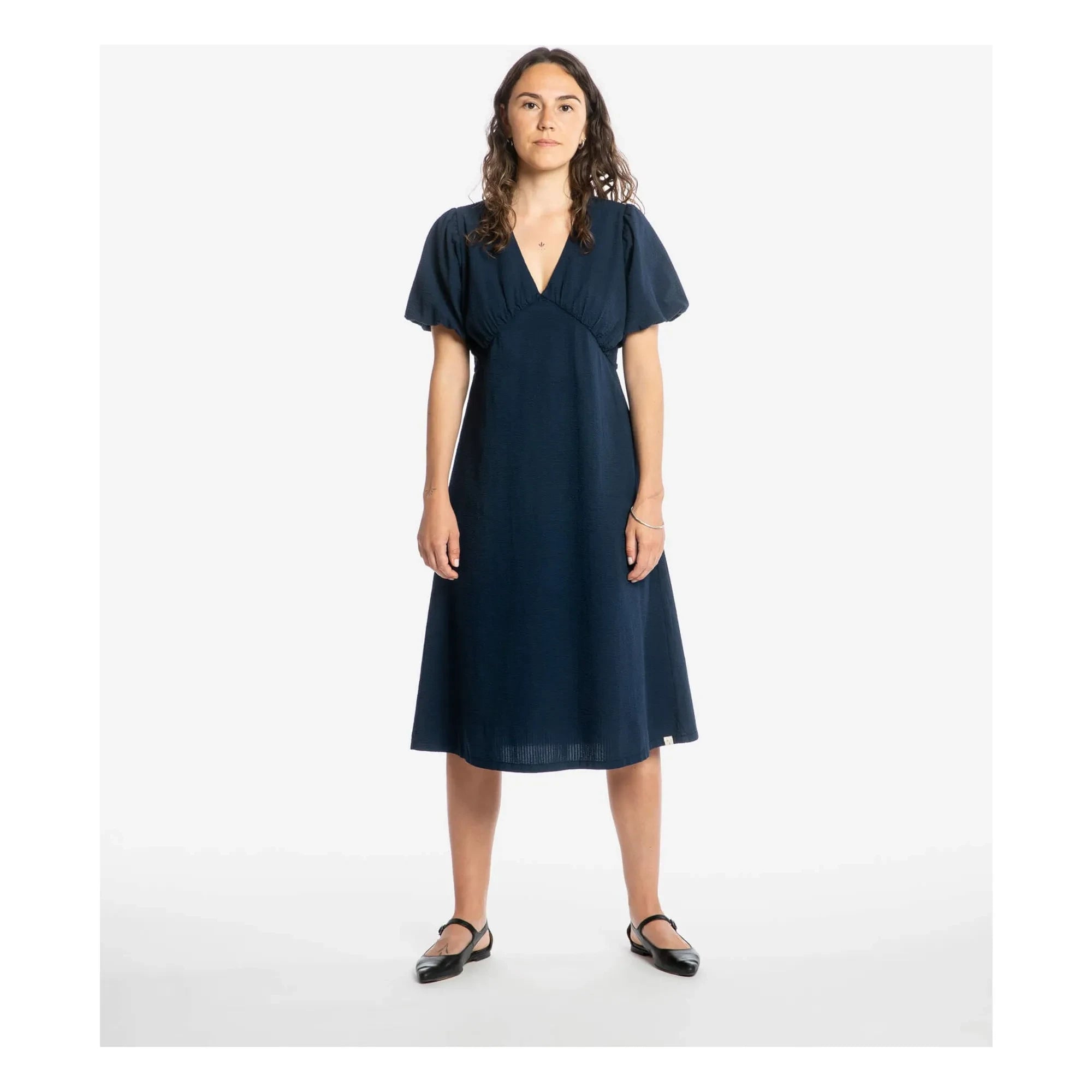Matona - Vestido de algodón orgánico de largo medio | Azul marino