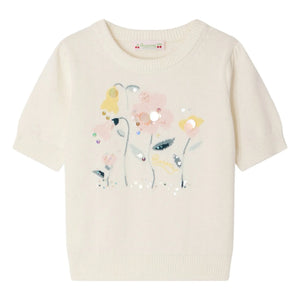 Bonpoint - Camiseta de punto fino Elvira de algodón orgánico con flores | Crudo