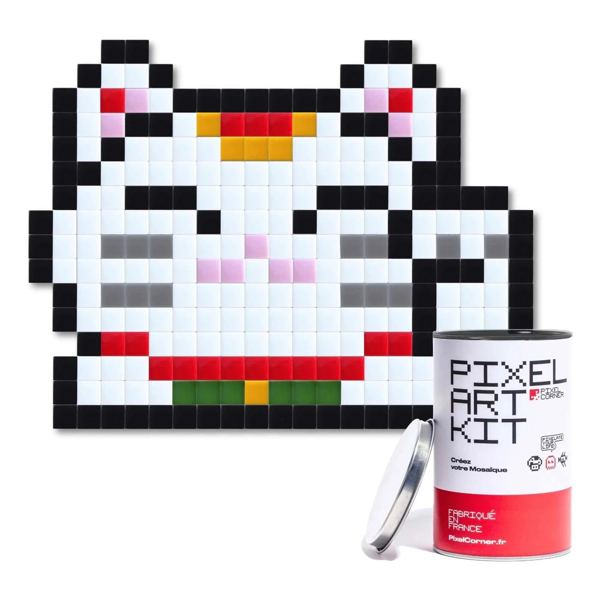 Pixel Corner - Kit de Arte Pixel - Gato de la Suerte | Blanco