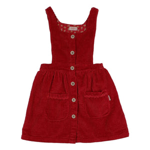 Búho - Vestido abotonado de terciopelo | Rojo cereza
