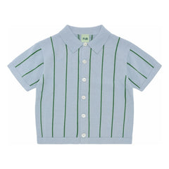 FUB - Camisa a rayas de malla extrafina de algodón orgánico | Azul claro