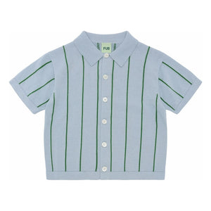 FUB - Camisa a rayas de malla extrafina de algodón orgánico | Azul claro