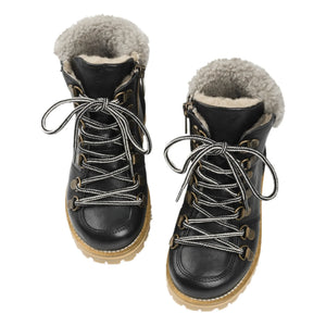 Petit Nord - Botines con cordones forrados de sherpa | Negro