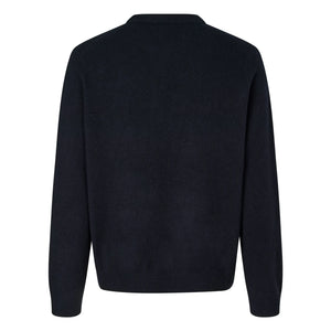 Samsoe Samsoe - Jersey de lana Isak con cuello redondo | Azul Oscuro