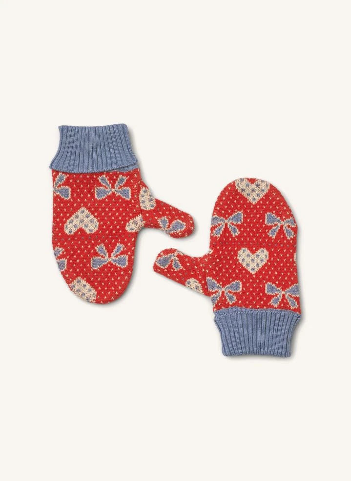 Flöss - Josie Hearts Guantes de lana merino | Rojo
