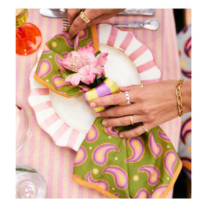 Anna + Nina - Plato de rayas - 27 cm | Rosa