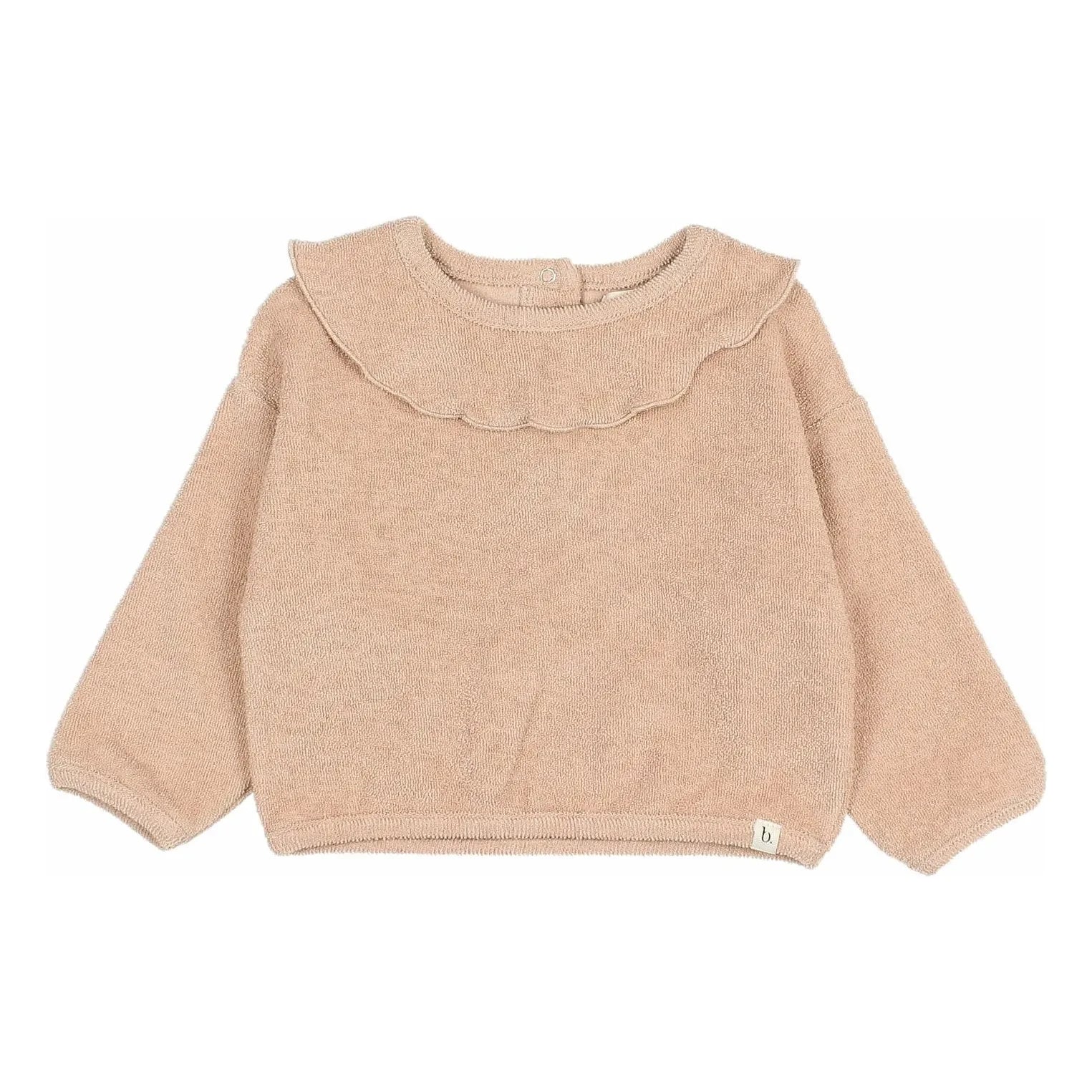 Búho - Sudadera con volantes de tejido de toalla de algodón orgánico | Rosa