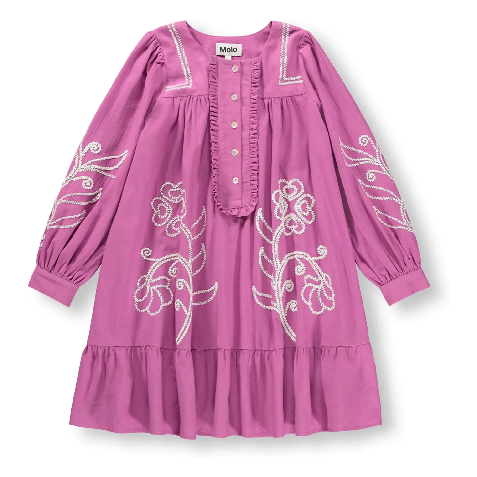Molo - Vestido Crelo de Algodón Orgánico con Botones Estampado Floral | Morado