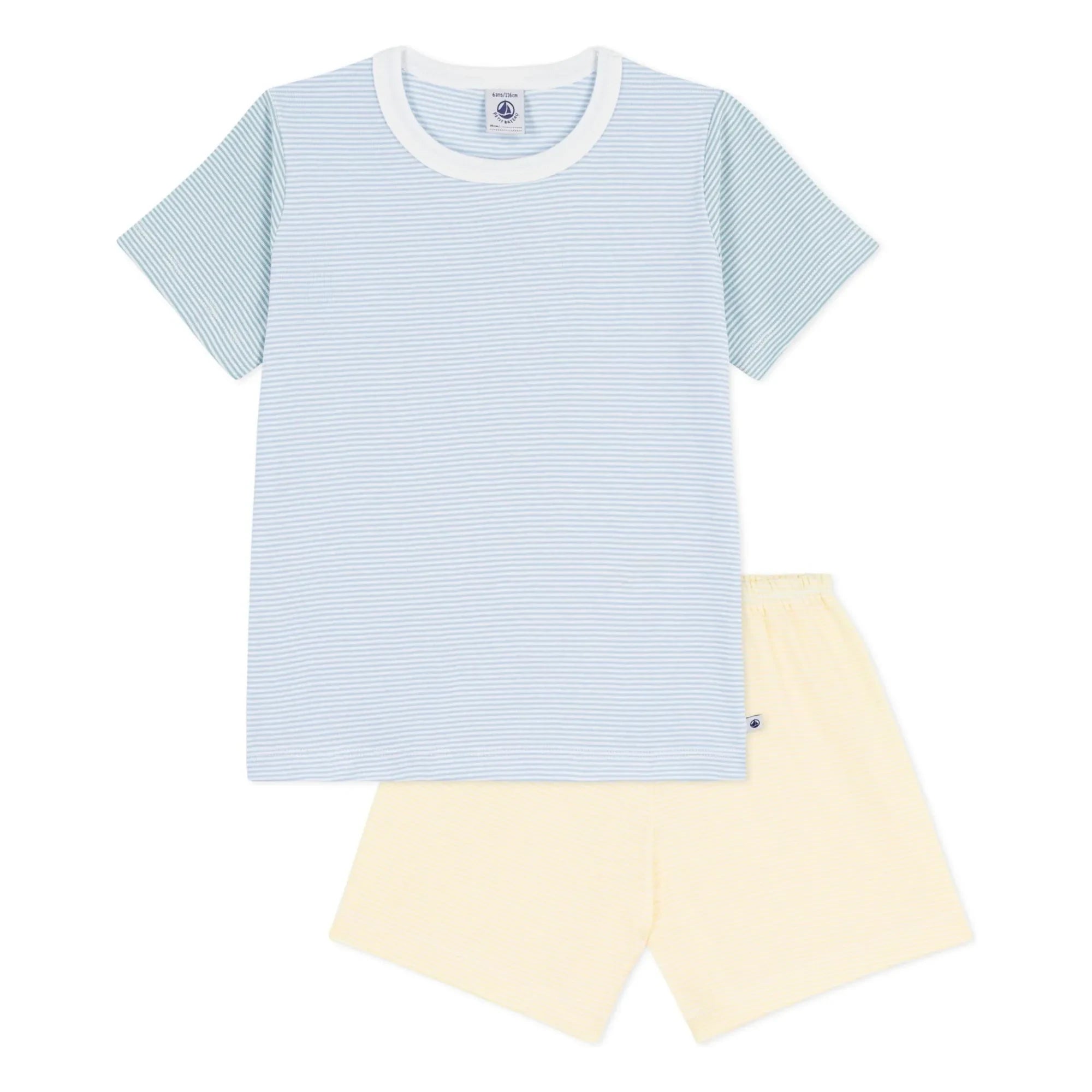 Petit Bateau - Pantalones cortos de pijama a rayas con bloques de color Milleraies | Azul
