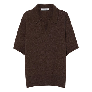 Pomandère - Polo de algodón y lino | Marrón oscuro