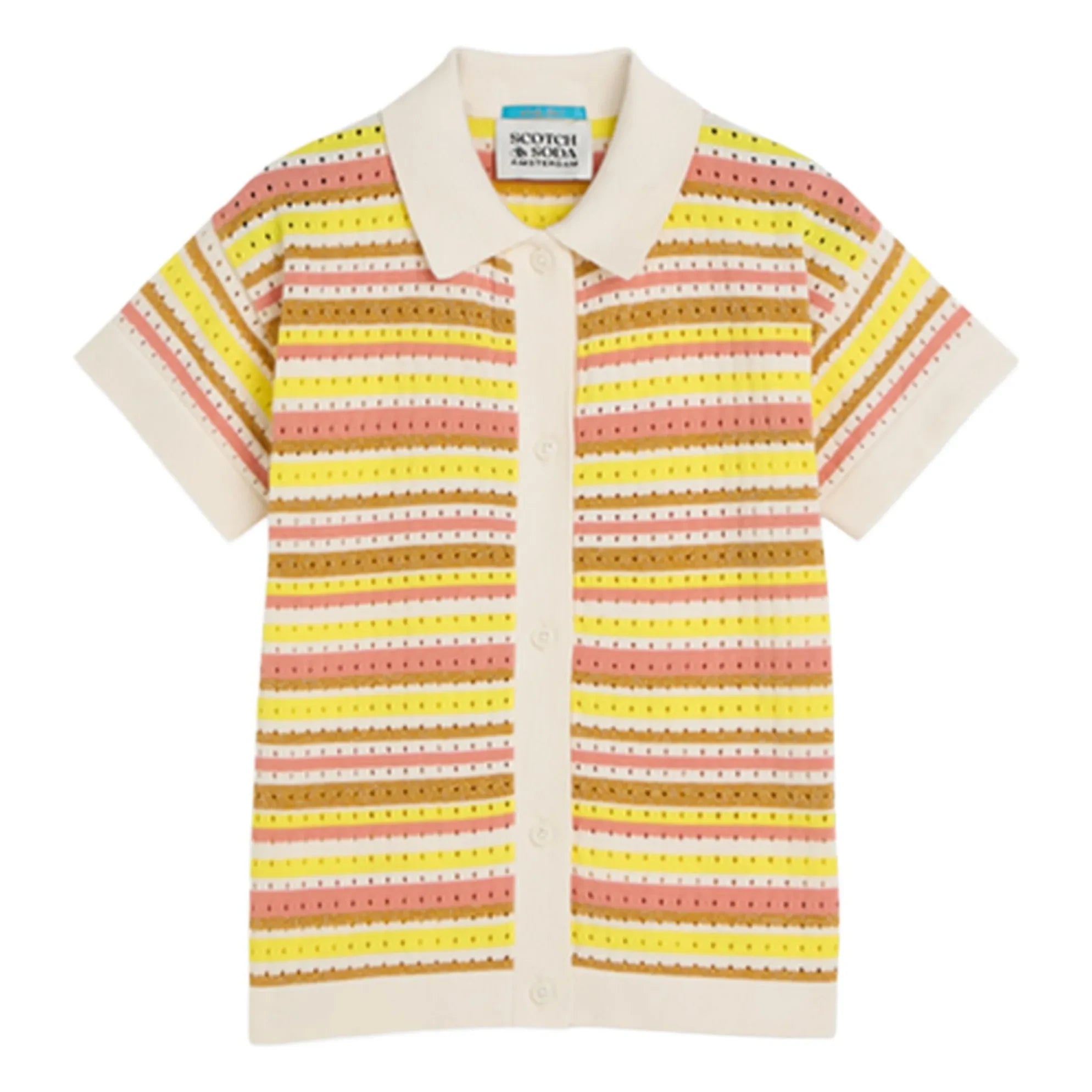 Scotch & Soda - Camisa de Lurex de rayas con malla | Amarillo