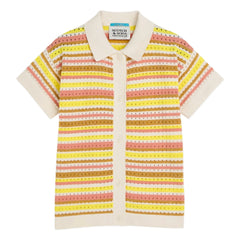 Scotch & Soda - Camisa de Lurex de rayas con malla | Amarillo
