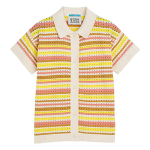 Scotch & Soda - Camisa de Lurex de rayas con malla | Amarillo
