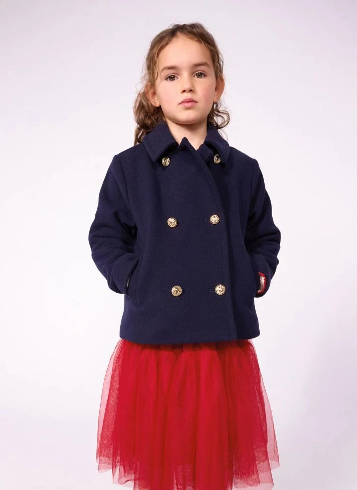 Petit Bateau - Abrigo peacoat de lana | Azul marino