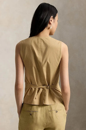 Chaleco de lino de una hilera Polo Ralph Lauren para mujer