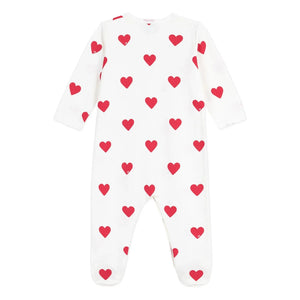 Petit Bateau - Pijama Dormir Corazones Felpa | Blanco
