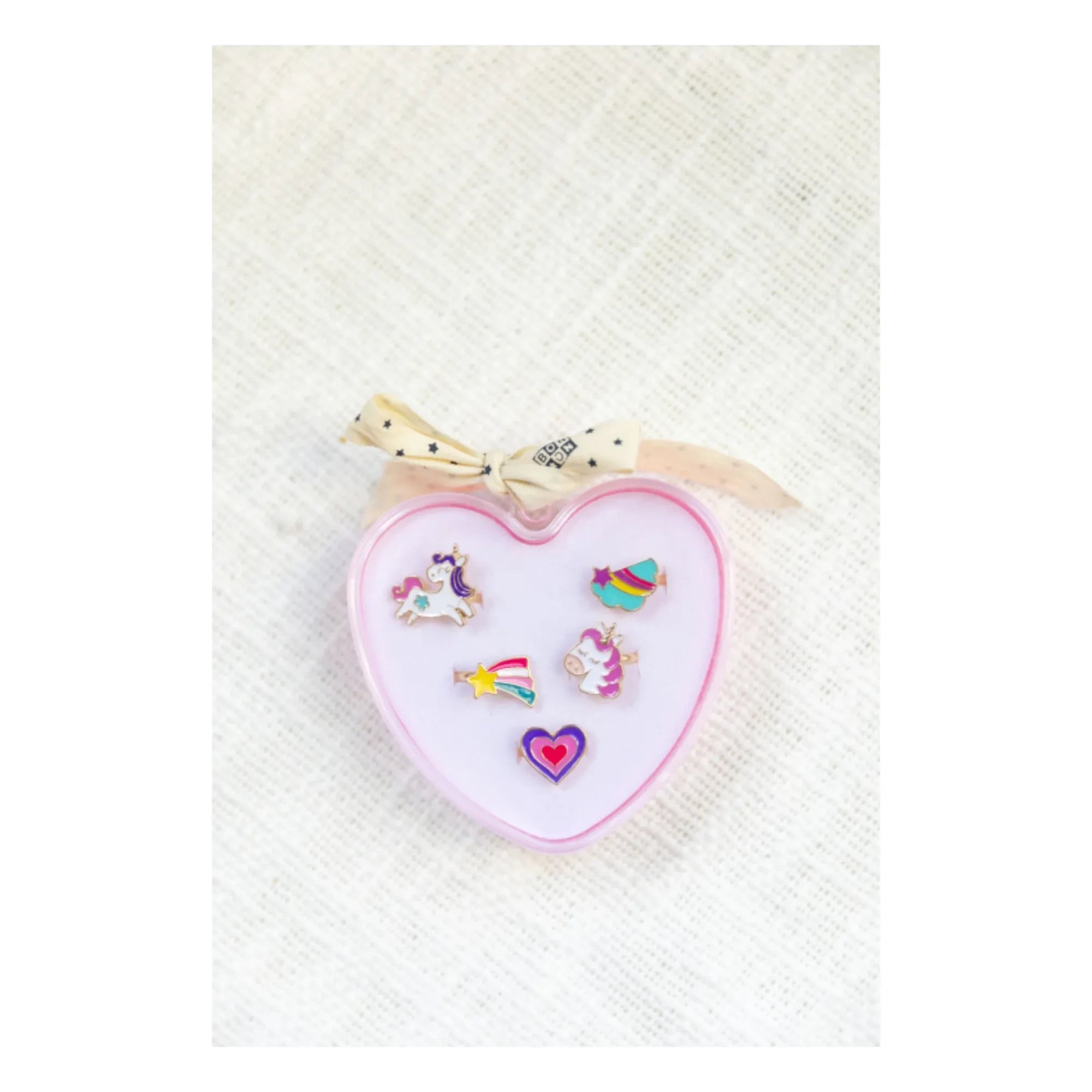 Bonton - Anillos de corazón de 5 unidades | Lila