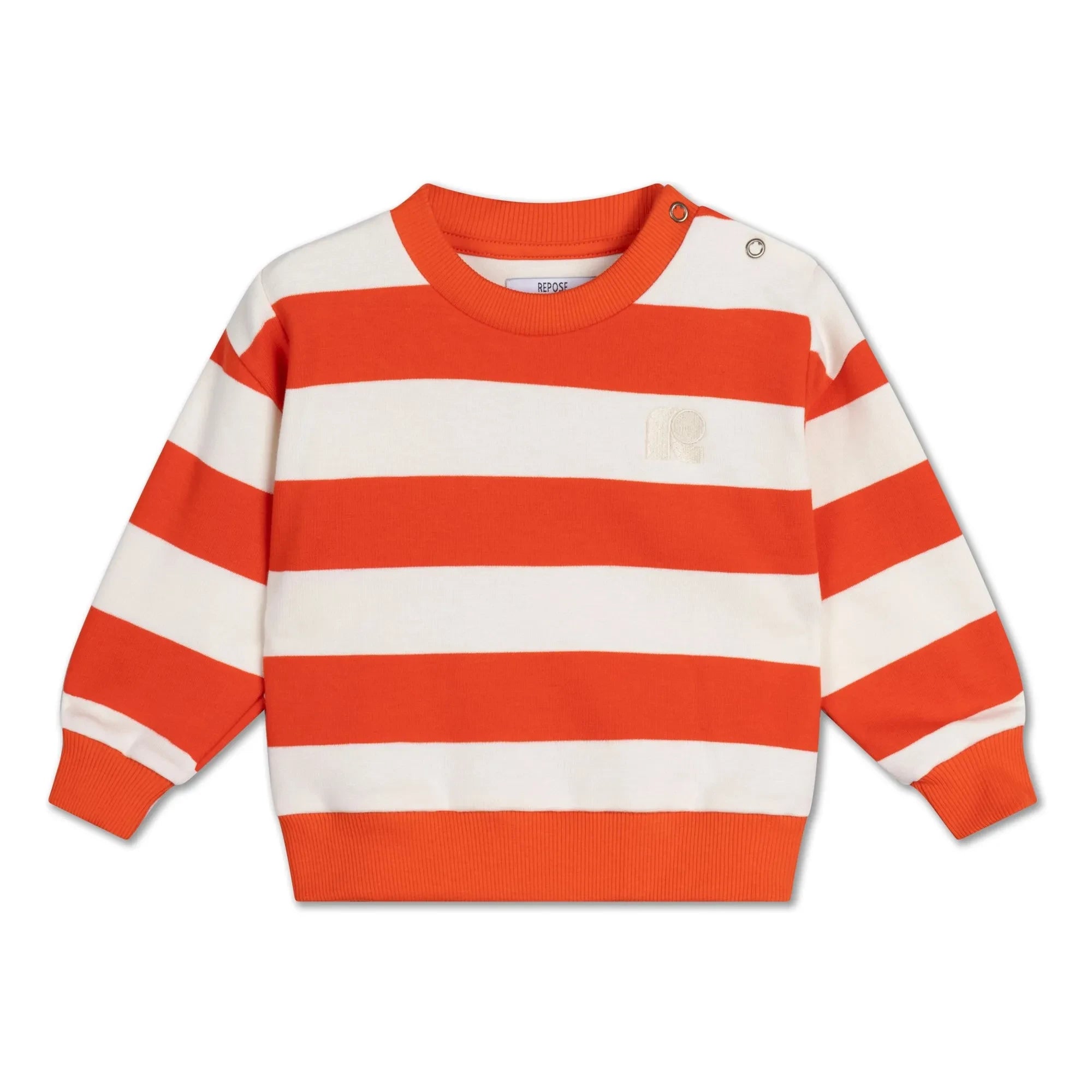 Sudadera de algodón orgánico a rayas Cozydrop de Repose AMS | Naranja
