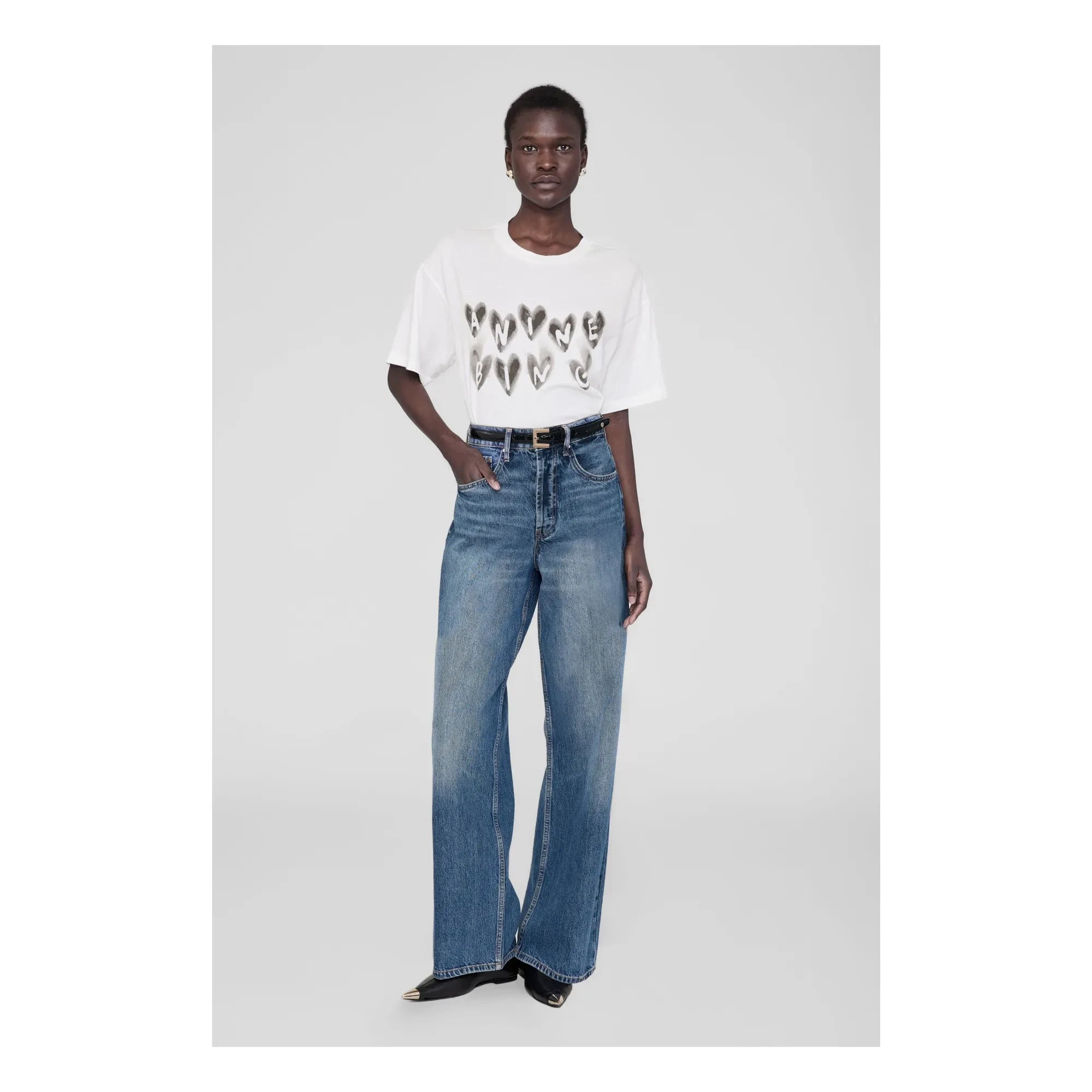 Anine Bing - Camiseta Cade Hearts | Marfil