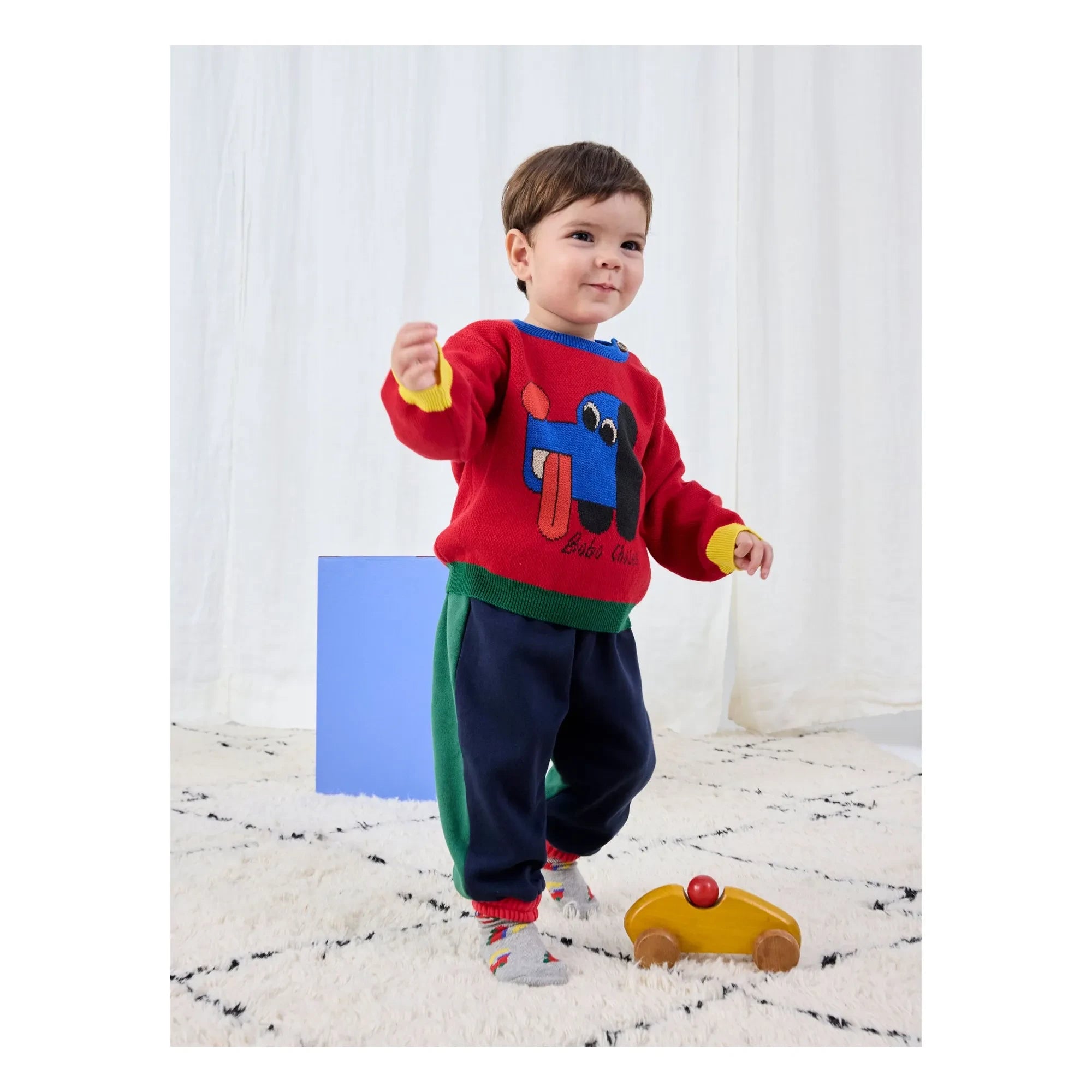 Bobo Choses - Calcetines Trains de algodón orgánico | Gris melange