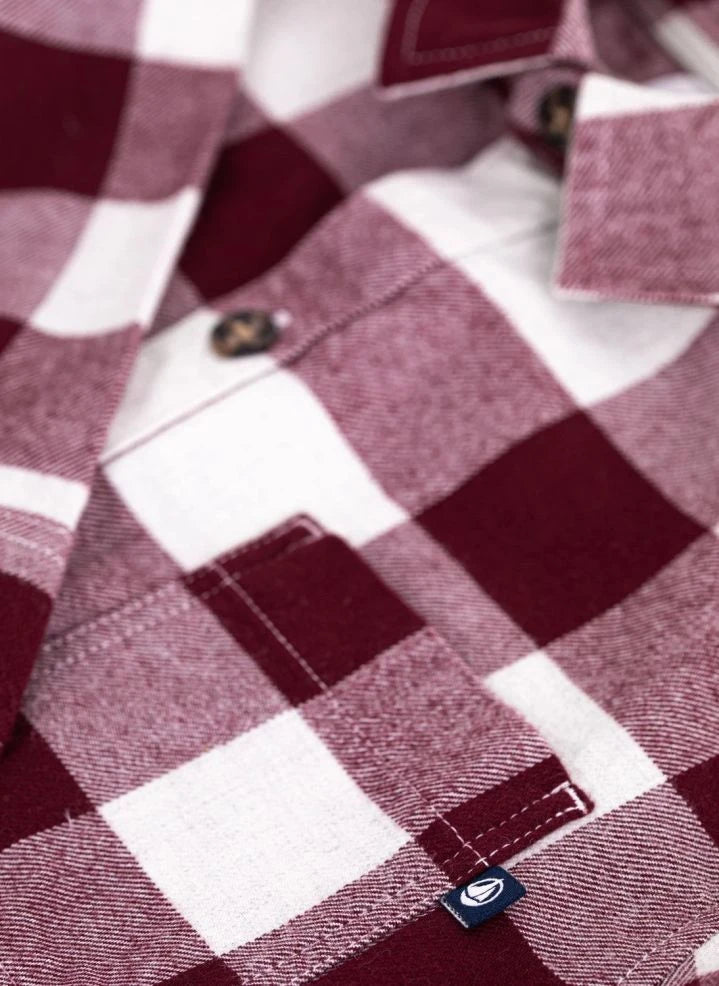 Petit Bateau - Camisa de algodón orgánico a cuadros | Burdeos