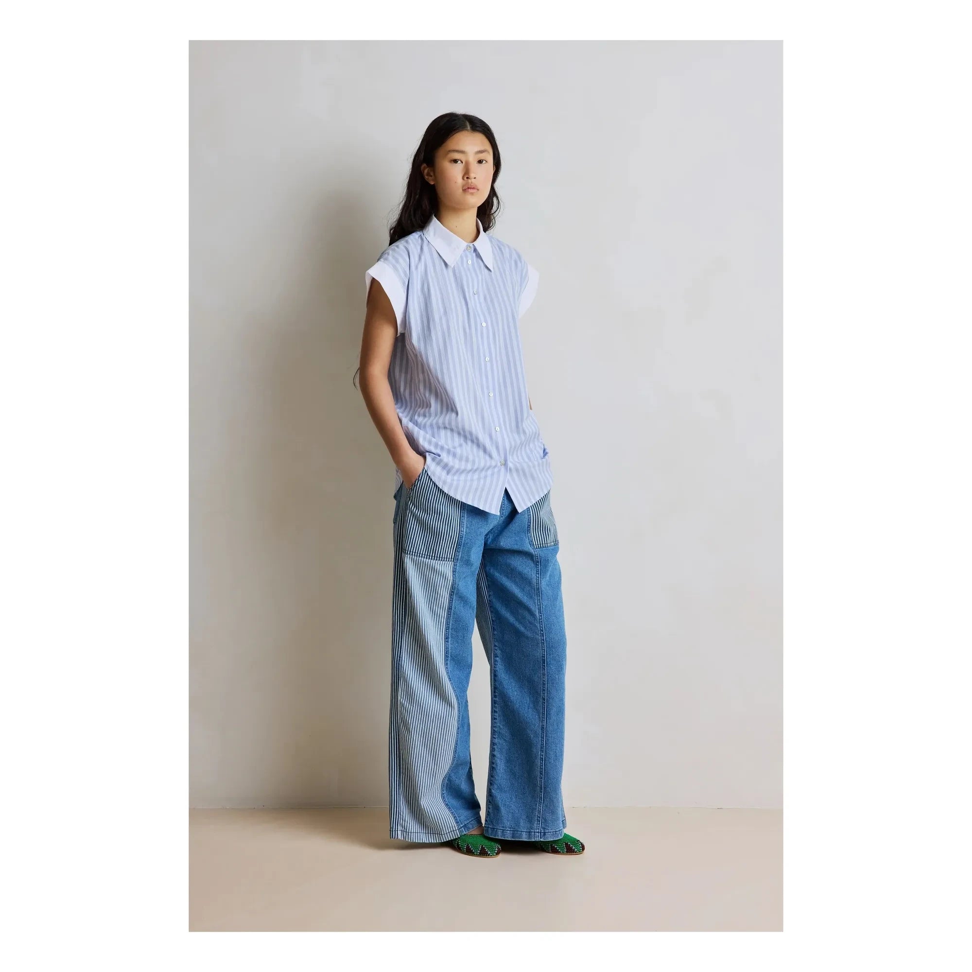 Hod - Blusa a rayas de algodón Florence | Azul