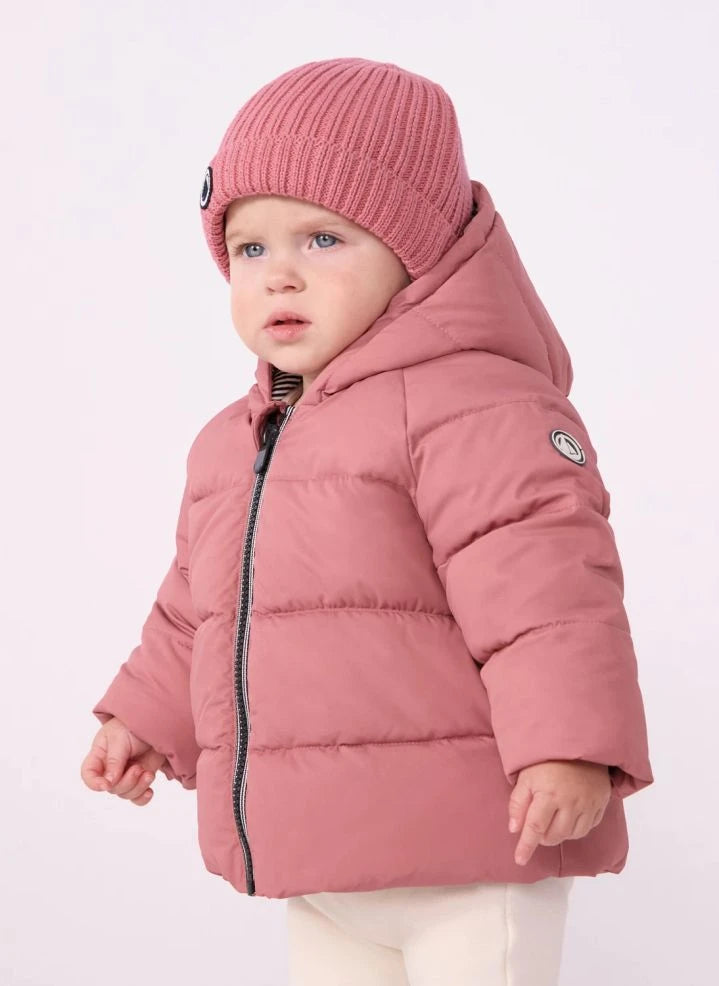 Petit Bateau - Abrigo liso de plumón para bebé | Rosa