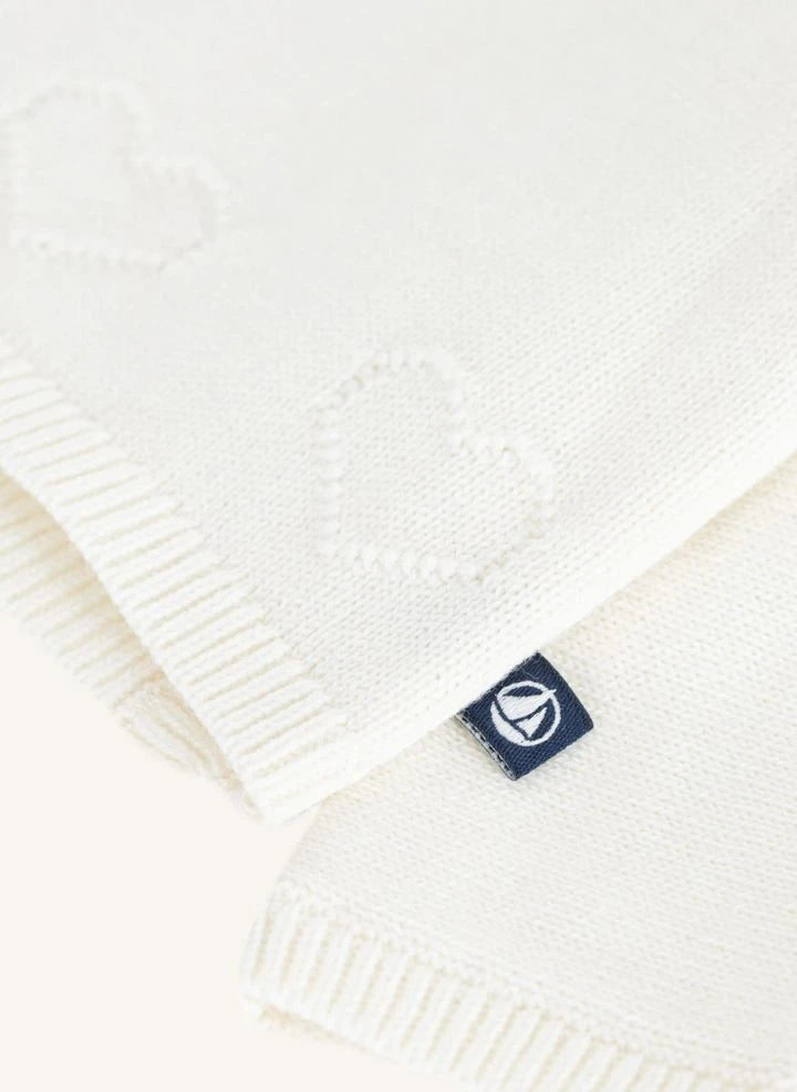 Petit Bateau - Chaleco de lana con corazón | Blanco