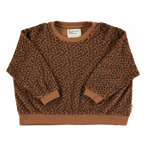 Piupiuchick - Sudadera Leopardo con Tejido de Felpa de Algodón Orgánico | Marrón