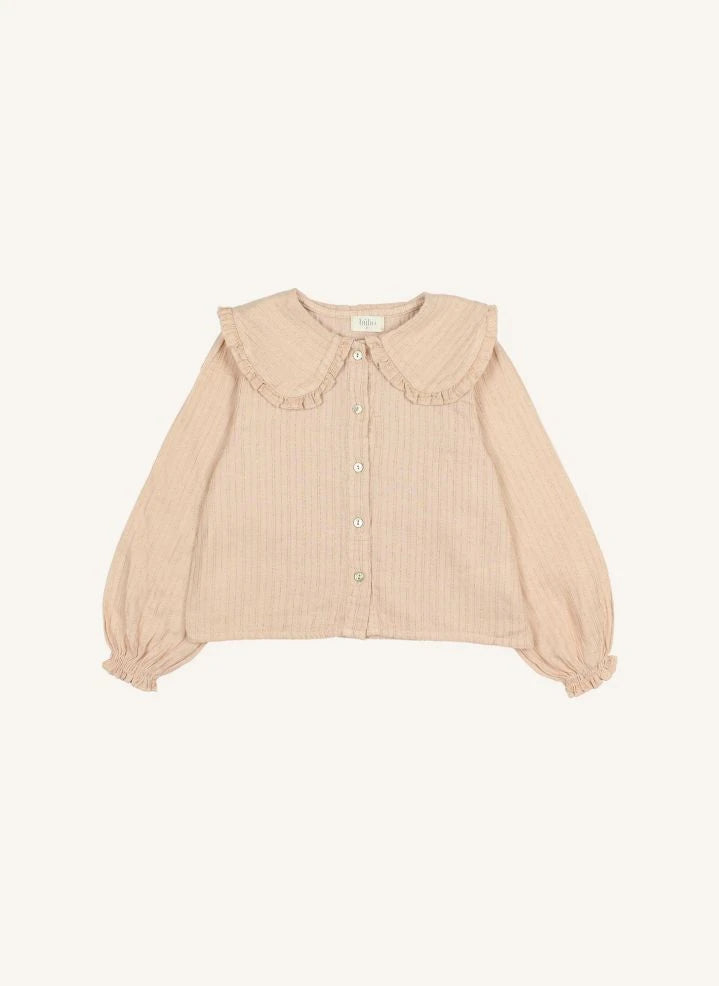 Blusa de gasa de algodón orgánico con lúrex Búho | Rosa