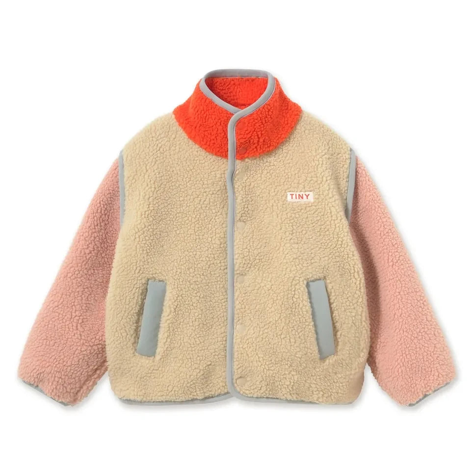 Tinycottons - Chaqueta estilo sherpa con bloques de color | Rosa