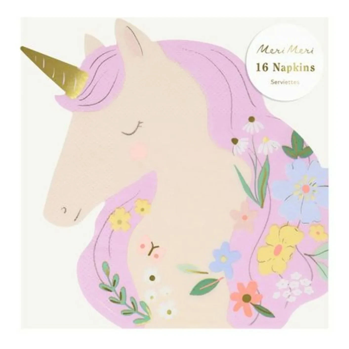 Meri Meri - Servilletas grandes de papel de unicornios de pradera - Paquete de 16