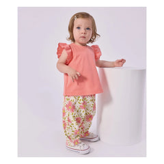 Petit Bateau - Pantalón Bébé Flower de Algodón Orgánico | Blanco