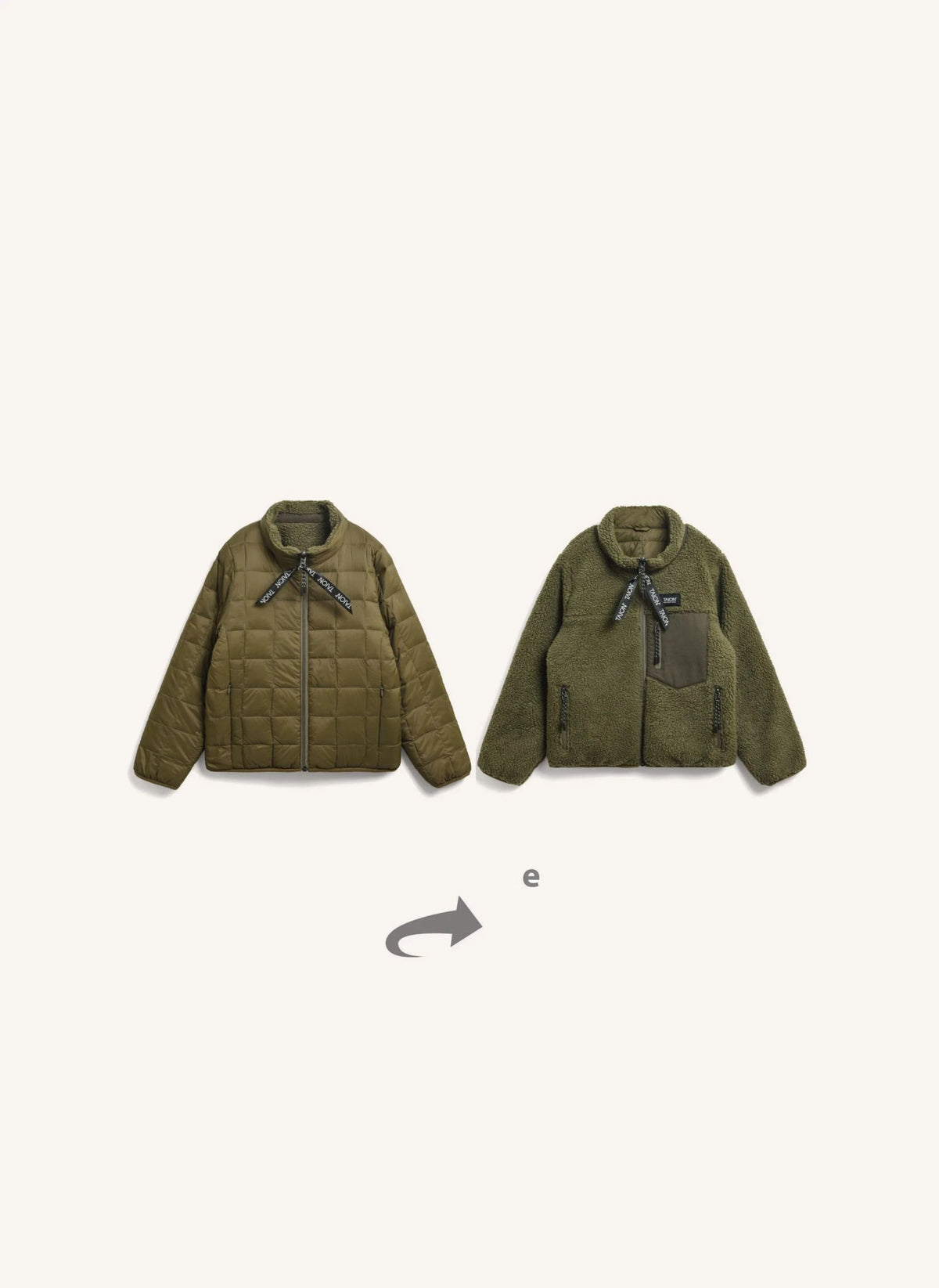 Taion - Chaqueta acolchada x Boa reversible | Verde oliva