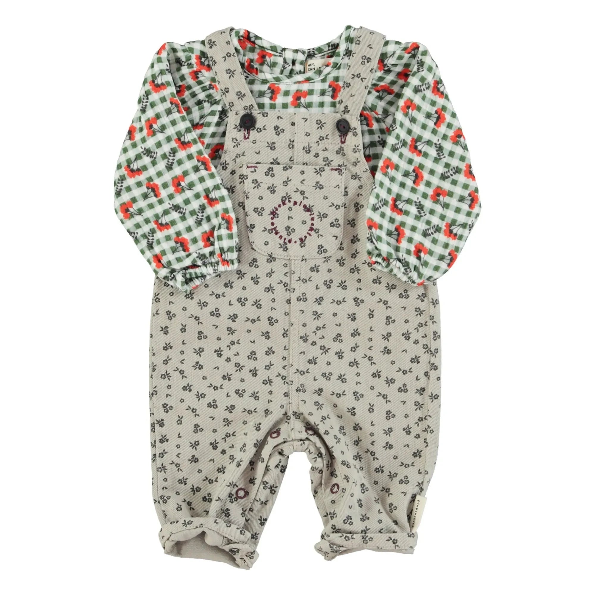 Piupiuchick - Pelele de bebé con estampado floral | Gris claro