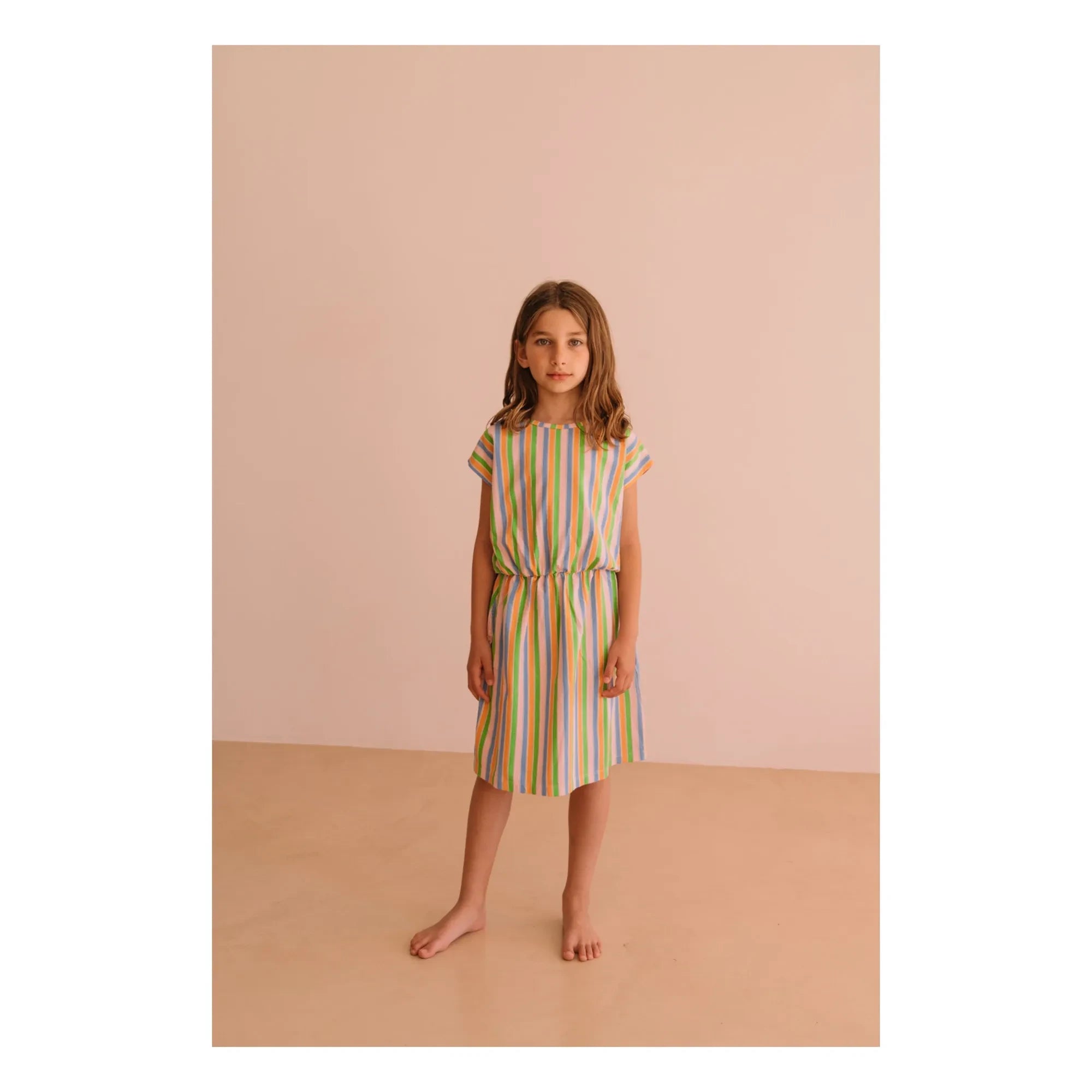 We Are Kids - Vestido de algodón orgánico a rayas Suzy | Rosa claro