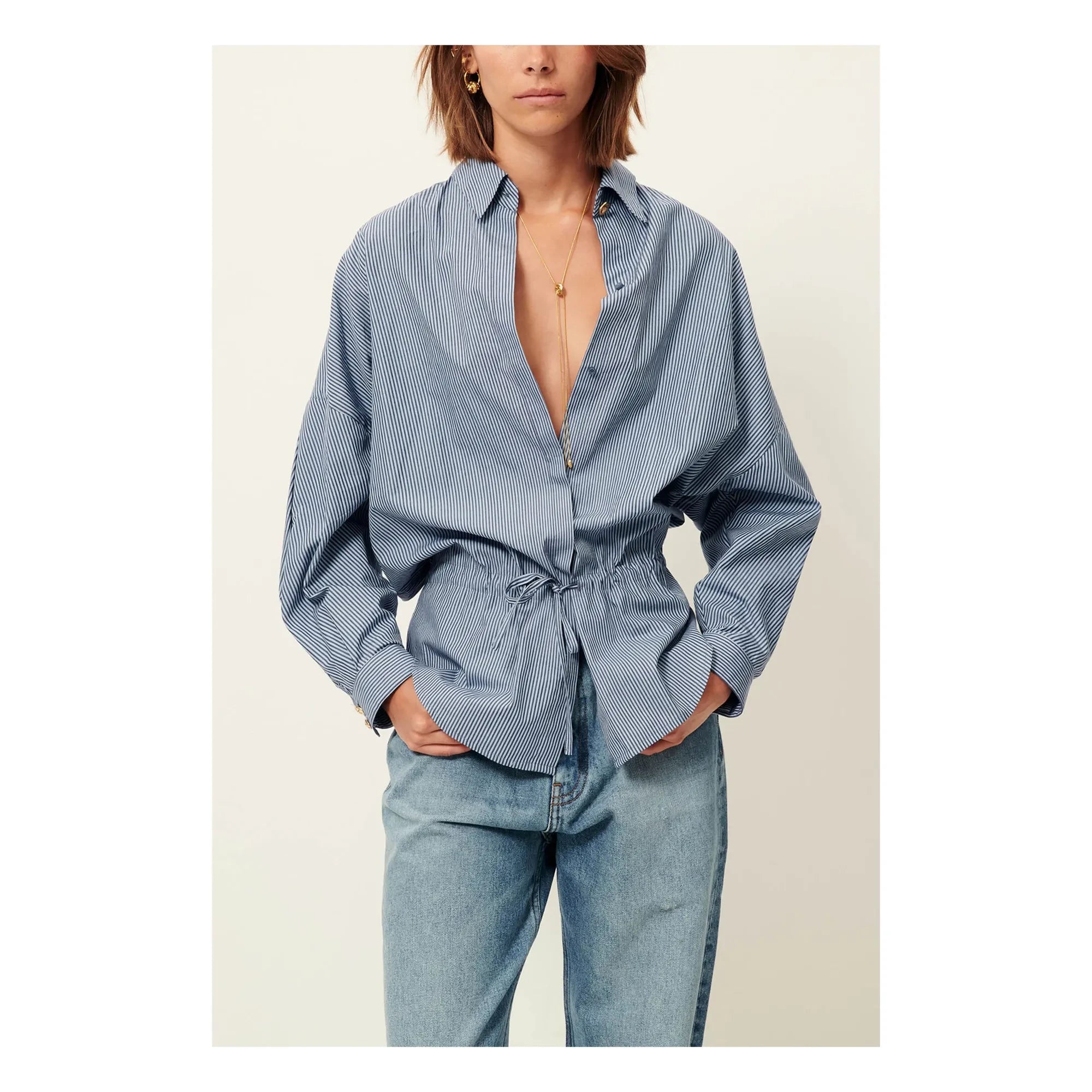 Sessùn - Blusa de algodón a rayas Santalin | Azul