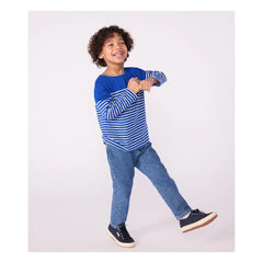 Petit Bateau - Camiseta de manga larga estilo marinero de algodón orgánico | Azul