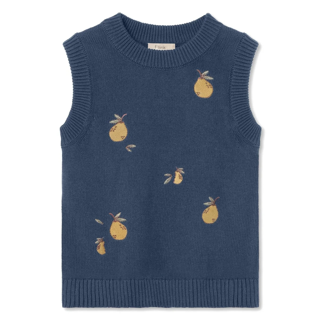 Fliink - Jersey sin mangas de algodón orgánico con estampado de Mahdi Mercan | Azul marino