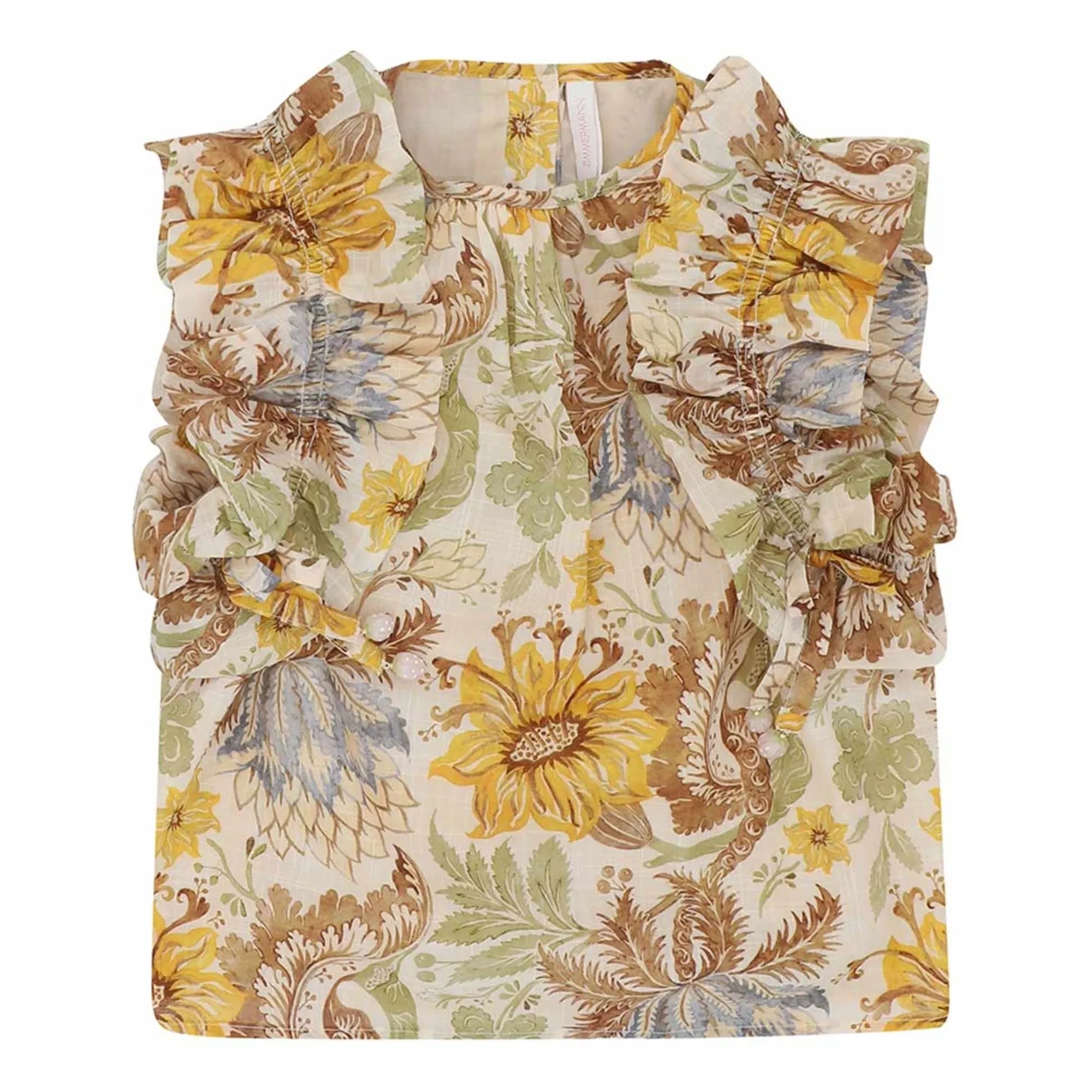 Zimmermann - Blusa sin mangas con estampado floral diurno | Amarillo